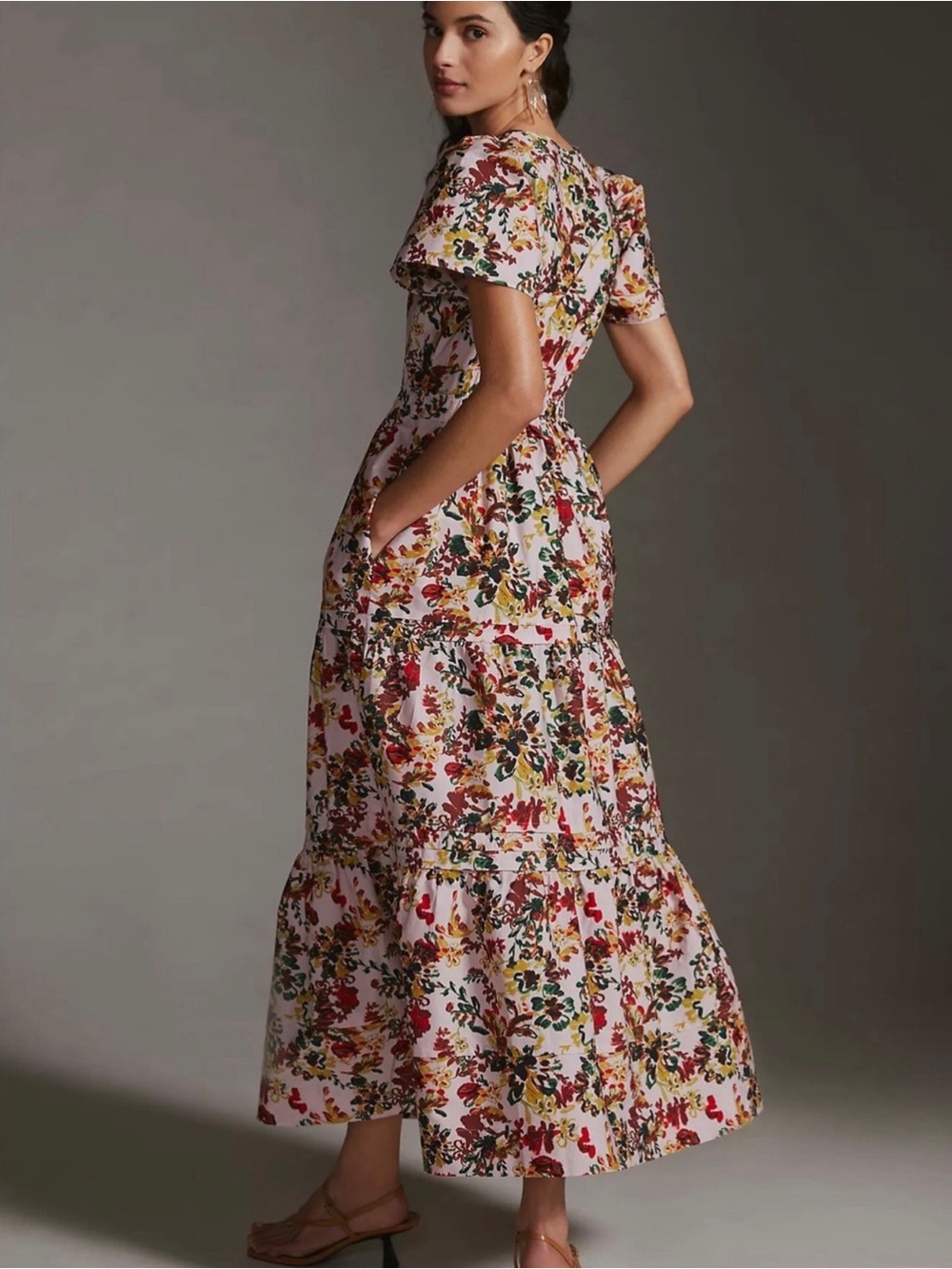 Anthropologie Somerset Floral Pink Maxi Dress Smocked Cotton Size Small NWT - Picture 13 of 14